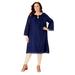 Roaman's Women's Plus Size Embroidered Hem Dress With A-Line Silhouette