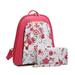 POPPY 2Pcs Fashion Floral Backpack Purse for Women Casual Travel Daypack Faux Leather Shoulder Bag Girls School Bag