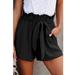 Women's Summer Elastic Waist Tie Solid Color Casual Shorts Plus Size Loose High Waist Simple Shorts Wide Leg Shorts