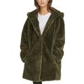 DKNY Hooded Faux-Fur Coat, Green, M