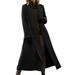 VONDA Women Long Sleeve Solid Winter Woolen Pea Coats Jackets Trench Coats