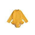 Infant Toddler Girls One Piece Swimsuit Long Sleeve Ribbed Swimwear