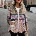 Jocestyle National Style Winter Women Floral Fleece Coat Print Hooded Jacket (Pink M)