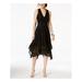 TAYLOR Womens Black Sleeveless V Neck Midi Sheath Party Dress Size 4P