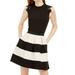 A-Line Dress Junior Pleated Striped Lace-Sleeve XL