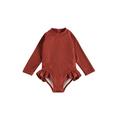 Sunisery Infant Toddler Girls One Piece Swimsuit Long Sleeve Ribbed Swimwear