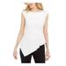 ADRIANNA PAPELL Womens Ivory Ruched Zippered Sleeveless Peplum Top Size 8