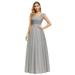 Ever-Pretty Women's V-neck A-line Floor-length Wedding Party Gowns Evening Party Gowns 00891 Grey US16