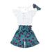 3PCS Toddler Kids Baby Girl Crop Top T-shirt+Shorts Pants Outfits Clothes Set