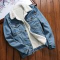 Women Autumn Winter Denim Upset Jacket Vintage Long Sleeve Loose Jeans Coat