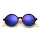 Fashion Retro Round Bamboo Leg Driving All-match Sunglasses Lenses Color:Black frame / blue lens