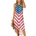 Women Halter Neck Independence Day Sundress Sleeveless 4th of July Print Boho Beach Maxi Dress