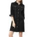 Allegra K Women's 3/4 Sleeve Button Down Denim Slim Fit Shirt Dress