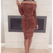Women Elegant Bodycon Off The Shoulder Long Sleeve Cocktail Party Dresses