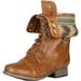 Wild Diva Women Jetta-25F Lace Up Combat Military Boots With Foldable Cuff