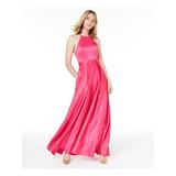 CITY STUDIO Womens Pink Pocketed Sleeveless Halter Maxi Baby Doll Prom Dress Size 3