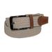 Men's Elastic Braided Stretch Belt with Silver Buckle and Tan Tabs, Medium, Beige, Elastic By CTM