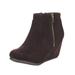 DREAM PAIRS Women's Wedge Heel Ankle Boots Round Toe Side Zipper Suede Ankle Boots Shoes NARIE-NEW BROWN Size 8