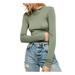 FREE PEOPLE Womens Green Long Sleeve Crew Neck Top Size M\L