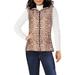 Calvin Klein Womens Faux Fur Trim Quilted Vest