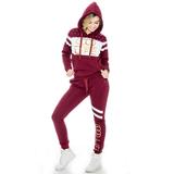 9 Crowns Juniors Good Life Graphic Hoodie Pant Set (Large, Burgundy/White)