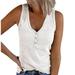 Women's Button Vest Solid Color and V-neck Sleeveless T-shirt Top