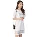 Korean Letter Print Summer Dress Women O-neck Short Sleeve Straight Casual Dress Black White See Through Mesh Dress