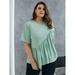 Women's Plus Size Ruffle Trim Solid Top