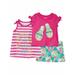 Toddler Girls Pink Ready For Summer Outfit Sandal T-Shirt Floral Shorts & Dress