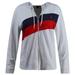 Nautica Women's Full Zip Color Block Sweatshirt White Red Navy Blue (L)