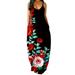 LilyLLL Womens Sleevless Pockets Long Kaftan Dress Floral Print Summer Beach Sundress