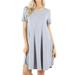 Women Short Sleeve Round Hem A-Line Tunic Dress with Side Pockets (H GREY, 3X)