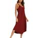 Womens Maxi Nightgowns Sleeveless Full Length Pajamas for Pregnancy,Summer Casual Nightshirt Loungewear Soft V Neck Chemise Sleep Dress for Women Plus Size, Red S-2XL