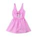 Eyicmarn Summer Family Matching Clothes Women Kids Girls Sleeveless Stripe Bow Dress