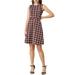 Allegra K Women's Houndstooth Plaid Above Knee Sleeveless Fit And Flare Dress