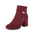 DREAM PAIRS Women's Mimi Burgundy Chunky Heel Ankle Bootie 9.5 B(M) US