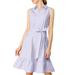 Allegra K Women's Ruffled Hem Casual Sleeveless Cotton Solid Color Vintage Shirt Dress with Belt