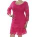 ALFANI Womens Pink Crochet Trim 3/4 Sleeve Scoop Neck Knee Length Cocktail Dress Size: M