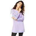 ellos Women's Plus Size Lace Trim Sweatshirt Tunic