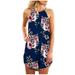 Bescita Women Summer Halter Charming Casual Sleeveless Halter Printing Dress