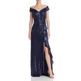 Womens Sequined Off The Shoulder Medium Gown M