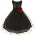 Little Girls Gorgeous Sequined Round Neck Tulle Flower Corsage Pageant Flower Girl Dress Black 4 (K30D5)