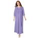 Only Necessities Women's Plus Size Three-Quarter Sleeve Smocked Sleep Gown