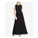 RALPH LAUREN Womens Black Pleated Chiffon Gown Sleeveless Jewel Neck Full-Length Evening Dress Size: 10