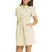 Allegra K Junior's Button Front Point Collar A-line Mini Shirt Dress