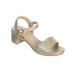 Gold Block Heel Buckle Closure Sandals Big Girls