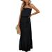 Women Strapless Dress Casual Solid Color Tube Dress Holiday Party Cocktail Maxi Long Dress