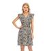 Women's Mini Dress Vintage Daisy Print V Neck Sleeveless Dress Casual Dress