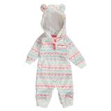 Carters Infant Girl White Aztec Print Hooded Fleece Jumpsuit Coverall Outfit