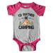 Inktastic Id Rather Be Camping with Tent Trees and Stars Infant Short Sleeve Bodysuit Unisex